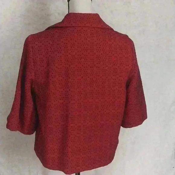 Coldwater Creek Women Red/Black Patterned 3/4 Sleeve Jacket Size S - Picture 2 of 8